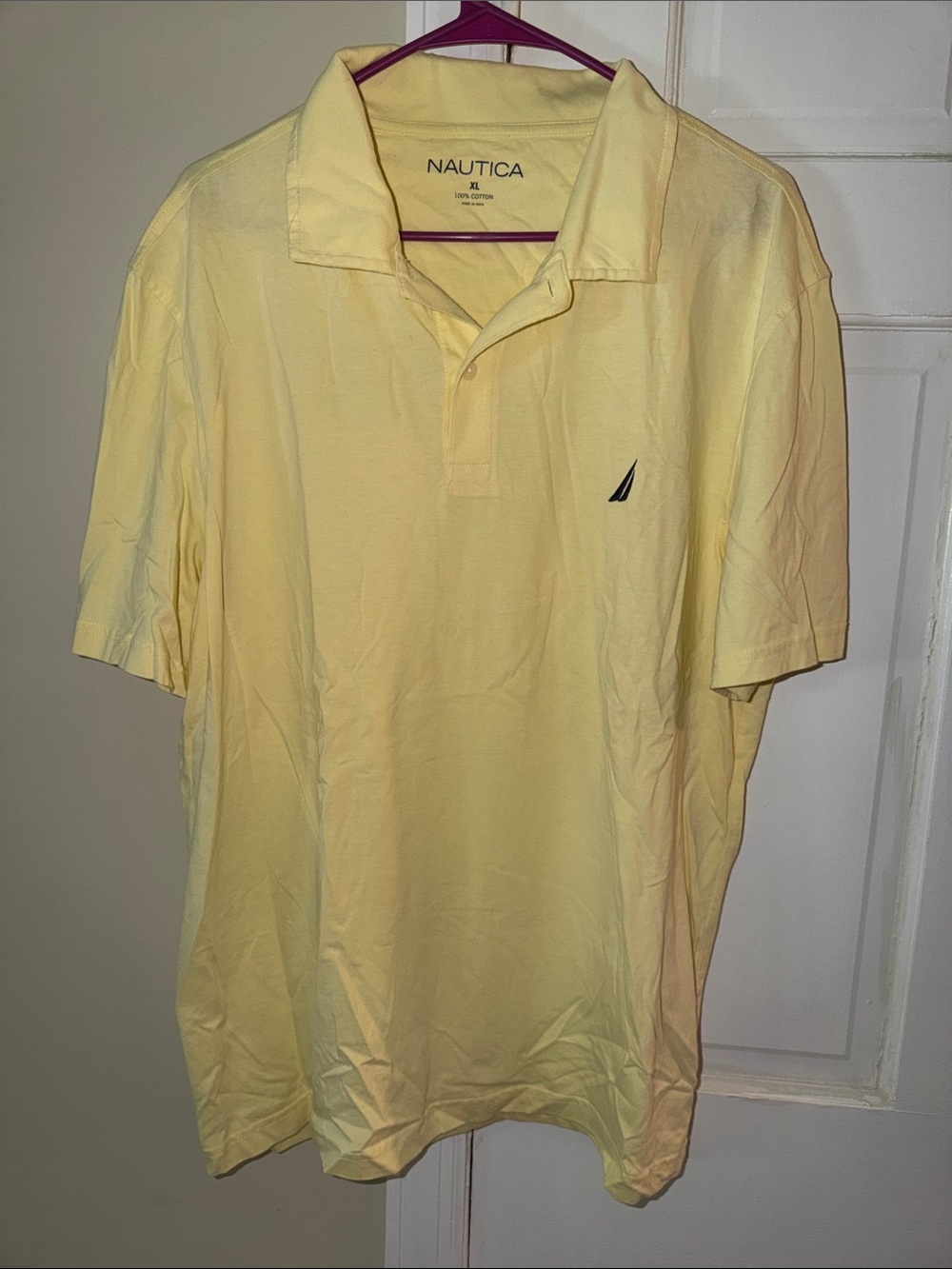 Nautica Men’s Pale Yellow Cotton Polo with Sail Logo